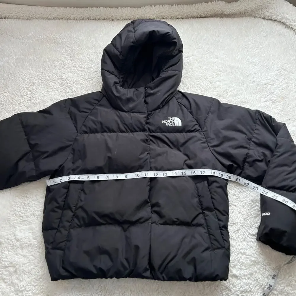North Face Girls 600 Down Puffer Hooded Black Jacket L Gorpcore Hiking Outdoors